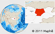 Shaded Relief Location Map of Hentiy, highlighted country