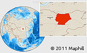 Shaded Relief Location Map of Hentiy