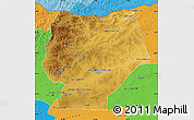 Physical Map of Hentiy, political outside
