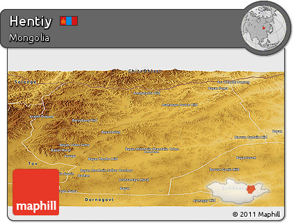 Physical Panoramic Map of Hentiy