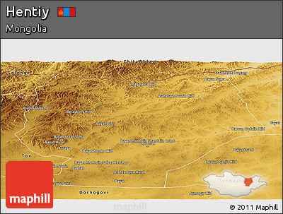 Physical Panoramic Map of Hentiy