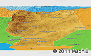 Physical Panoramic Map of Hentiy, political outside