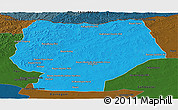 Political Panoramic Map of Hentiy, darken