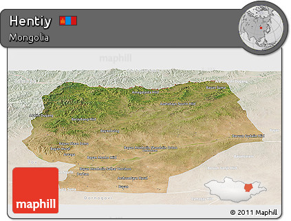 Satellite Panoramic Map of Hentiy, lighten