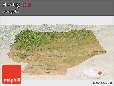 Satellite Panoramic Map of Hentiy, lighten