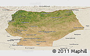 Satellite Panoramic Map of Hentiy, shaded relief outside