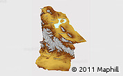 Physical 3D Map of Hovd, cropped outside