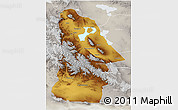 Physical 3D Map of Hovd, lighten, semi-desaturated