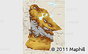 Physical 3D Map of Hovd, shaded relief outside
