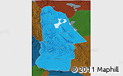 Political 3D Map of Hovd, darken