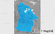 Political 3D Map of Hovd, desaturated