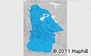 Political 3D Map of Hovd, lighten, desaturated