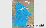 Political 3D Map of Hovd, semi-desaturated