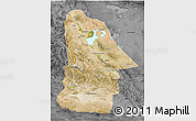 Satellite 3D Map of Hovd, darken, desaturated