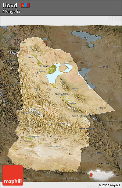 Satellite 3D Map of Hovd, darken