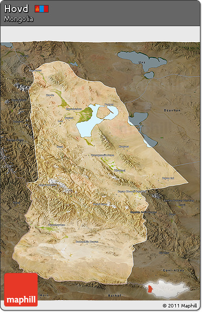 Satellite 3D Map of Hovd, darken