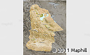 Satellite 3D Map of Hovd, darken, semi-desaturated