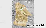 Satellite 3D Map of Hovd, desaturated