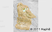 Satellite 3D Map of Hovd, lighten, desaturated