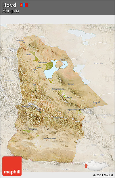 Satellite 3D Map of Hovd, lighten