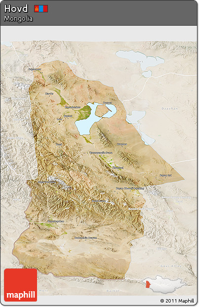 Satellite 3D Map of Hovd, lighten