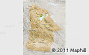 Satellite 3D Map of Hovd, lighten, semi-desaturated