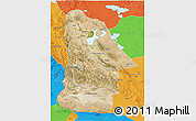 Satellite 3D Map of Hovd, political outside