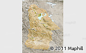 Satellite 3D Map of Hovd, semi-desaturated
