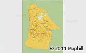 Savanna Style 3D Map of Hovd, single color outside