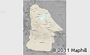 Shaded Relief 3D Map of Hovd, darken, desaturated