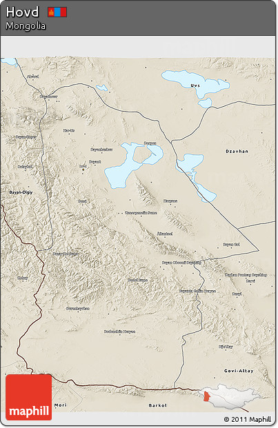 Shaded Relief 3D Map of Hovd