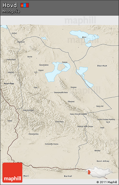 Shaded Relief 3D Map of Hovd