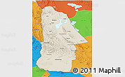 Shaded Relief 3D Map of Hovd, political outside