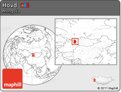 Blank Location Map of Hovd, within the entire country