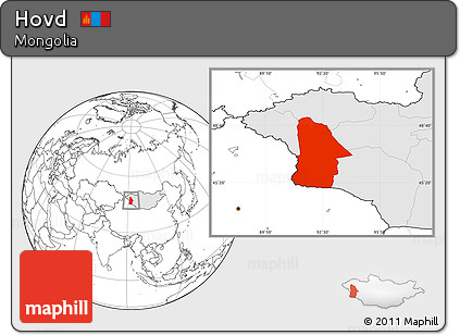 Blank Location Map of Hovd, highlighted country