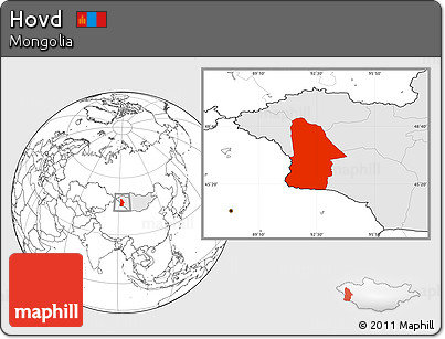 Blank Location Map of Hovd, highlighted country