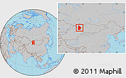 Gray Location Map of Hovd, within the entire country