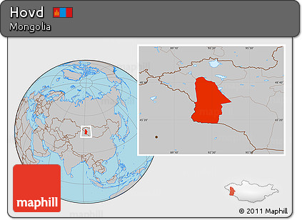 Gray Location Map of Hovd