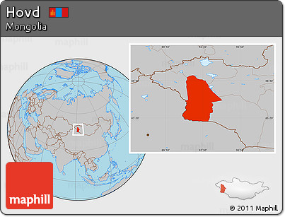 Gray Location Map of Hovd