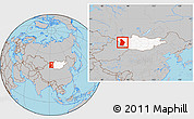 Gray Location Map of Hovd, highlighted country, within the entire country