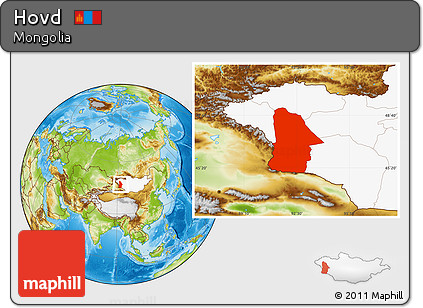 Physical Location Map of Hovd, highlighted country