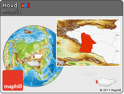 Physical Location Map of Hovd, highlighted country