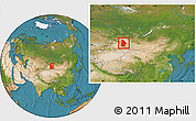 Satellite Location Map of Hovd, within the entire country
