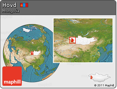 Satellite Location Map of Hovd, highlighted country, within the entire country