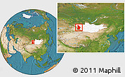 Satellite Location Map of Hovd, highlighted country, within the entire country