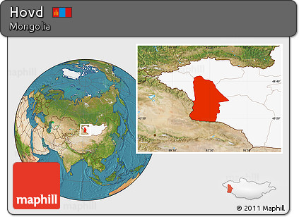 Satellite Location Map of Hovd, highlighted country