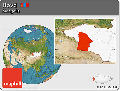 Satellite Location Map of Hovd, highlighted country