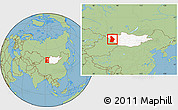 Savanna Style Location Map of Hovd, highlighted country, within the entire country