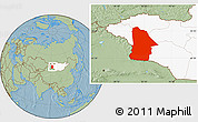 Savanna Style Location Map of Hovd, highlighted country, hill shading