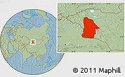 Savanna Style Location Map of Hovd, hill shading